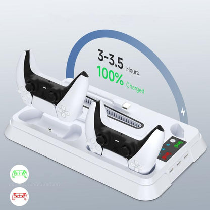 For PS5 Pro / PS5 Slim / PS5 Multifunctional Cooling Base With Dual Handle Charging Dock, Style: YH66 Black White - Charger & Power by buy2fix | Online Shopping UK | buy2fix