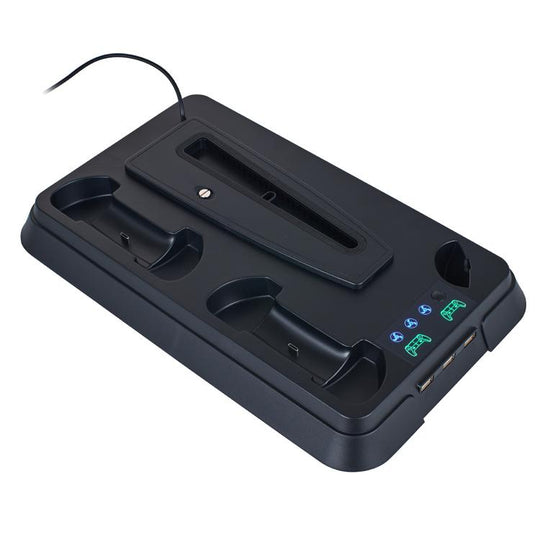 For PS5 Pro / PS5 Slim / PS5 Multifunctional Cooling Base With Dual Handle Charging Dock, Style: YH66 Black
