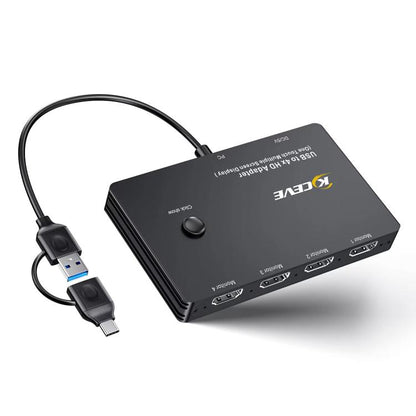 KCEVE MSTH14 USB / Type-C To 4 HDMI Port Adapter KVM Switch - Switch by KCEVE | Online Shopping UK | buy2fix