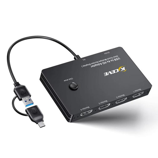 KCEVE MSTH14 USB / Type-C To 4 HDMI Port Adapter KVM Switch - Switch by KCEVE | Online Shopping UK | buy2fix