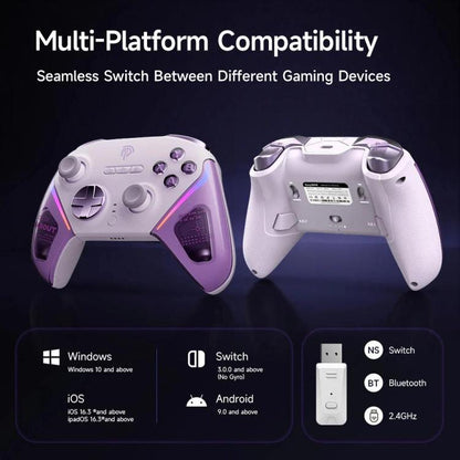 EasySMX D10 Wireless Gaming Controller with Dual-Mode Triggers & TMR Hall Effect Joysticks Charging Dock for PC/Switch/Phone/Steam(Purple) - Gamepads by EasySMX | Online Shopping UK | buy2fix