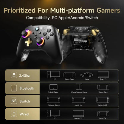 EasySMX D05 Tri-mode Wireless Gaming Controller for PC/Switch/Steam Deck/TV/Phone with Charging Dock(Black) - Gamepads by EasySMX | Online Shopping UK | buy2fix