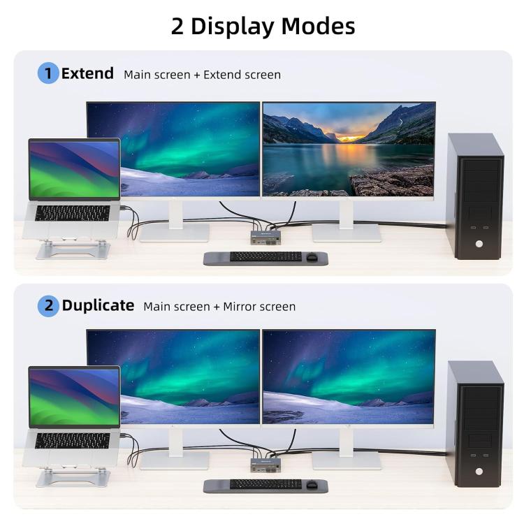 KVEVE KC-KVM202CH USB 3.0 Dual Monitor 4K 60Hz KVM Switch US Plug - Switch by KVEVE | Online Shopping UK | buy2fix