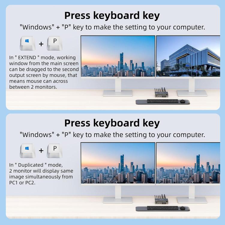 KVEVE KC-KVM202CH USB 3.0 Dual Monitor 4K 60Hz KVM Switch EU Plug - Switch by KVEVE | Online Shopping UK | buy2fix