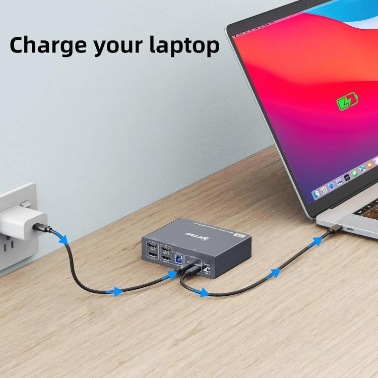 KVEVE KC-KVM202CH USB 3.0 Dual Monitor 4K 60Hz KVM Switch US Plug - Switch by KVEVE | Online Shopping UK | buy2fix