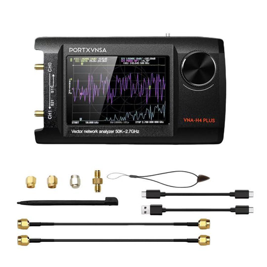 PORTXVNSA VNA-H4 Plus 4 inch IPS Screen Portable Handheld Vector Antenna Analyzer MF HF VHF UHF, Spec: Without Memory Card