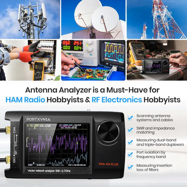 PORTXVNSA VNA-H4 Plus 4 inch IPS Screen Portable Handheld Vector Antenna Analyzer MF HF VHF UHF, Spec: With 32G Memory Card - Other Tester Tool by PORTXVNSA | Online Shopping UK | buy2fix