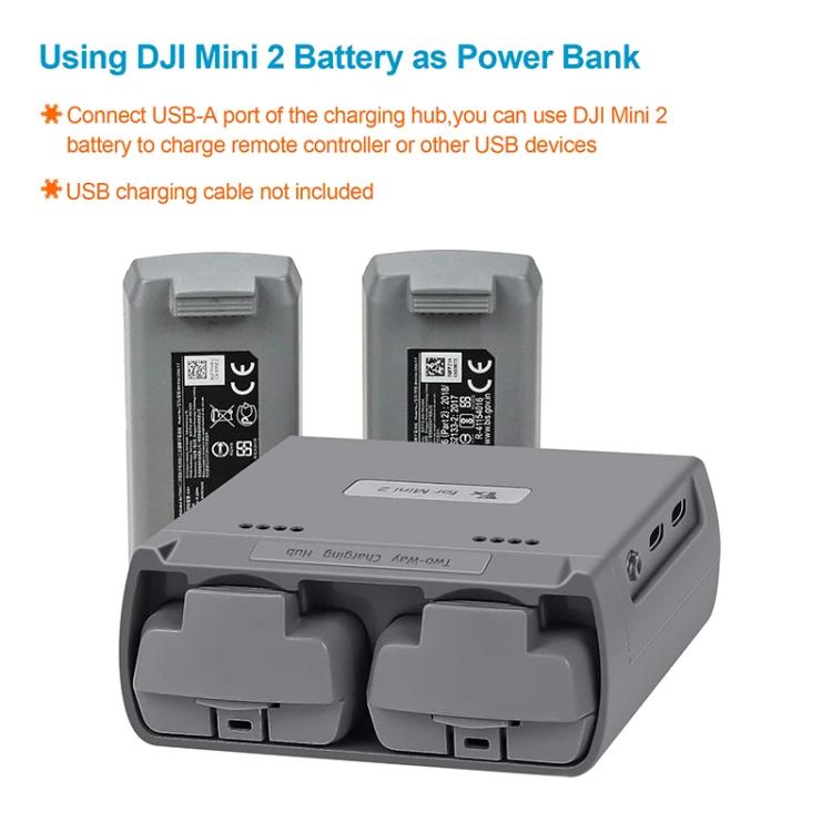 For DJI Mini 2 SE/Mini 2/Mini 4K YX Charger 2-way Battery Charging Hub(Gray) - Other by YX | Online Shopping UK | buy2fix