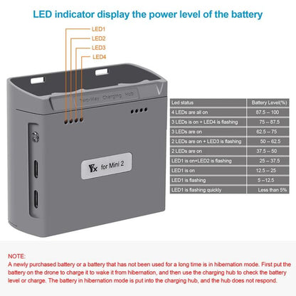 For DJI Mini 2 SE/Mini 2/Mini 4K YX Charger 2-way Battery Charging Hub(Gray) - Other by YX | Online Shopping UK | buy2fix