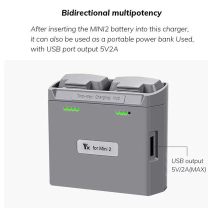 For DJI Mini 2 SE/Mini 2/Mini 4K YX Charger 2-way Battery Charging Hub(Gray) - Other by YX | Online Shopping UK | buy2fix