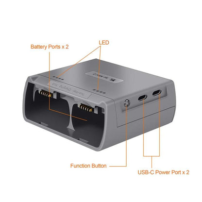For DJI Mini 2 SE/Mini 2/Mini 4K YX Charger 2-way Battery Charging Hub(Gray) - Other by YX | Online Shopping UK | buy2fix