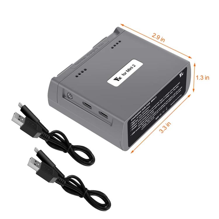 For DJI Mini 2 SE/Mini 2/Mini 4K YX Charger 2-way Battery Charging Hub(Gray) - Other by YX | Online Shopping UK | buy2fix