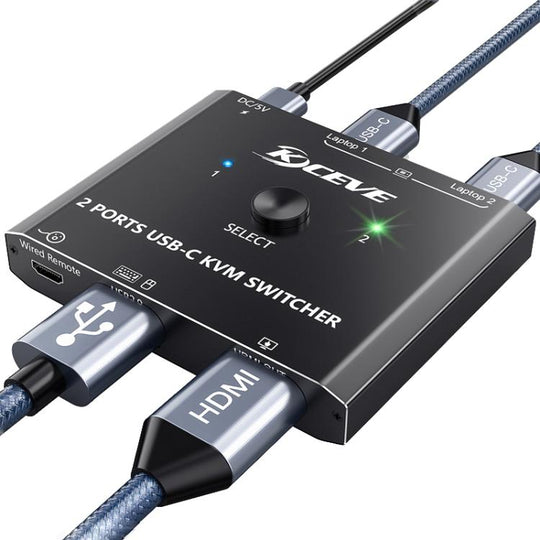 KCEVE KC-C201H 2 Type-C Input 1 Output KVM Switch Support 4K 60Hz