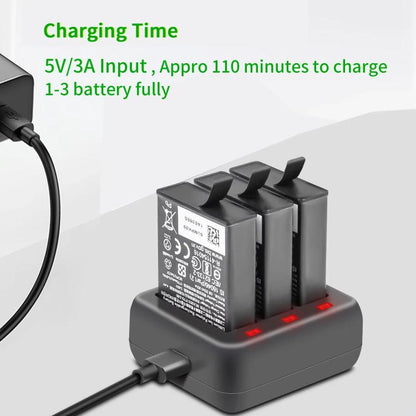 For DJI Osmo Action 4/Action 3 YX 3-Slot Battery Charger Hub Compact Charging Station(Black) - Cable & Charger by YX | Online Shopping UK | buy2fix