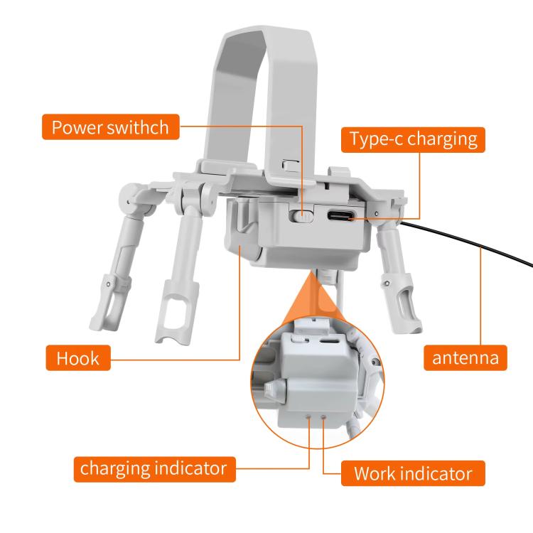 For DJI Mini 3 Pro / Mini 3 Drone YX Airdrop System Rechargeable Thrower Load 200g(Light Gray) - Mount & Holder by YX | Online Shopping UK | buy2fix
