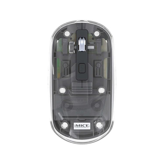 IMICE T400 4 Keys 1600DPI Dual-Mode Mouse Transparent Bluetooth Charging Wireless Silent Mice(Gray) - Wireless Mice by iMICE | Online Shopping UK | buy2fix