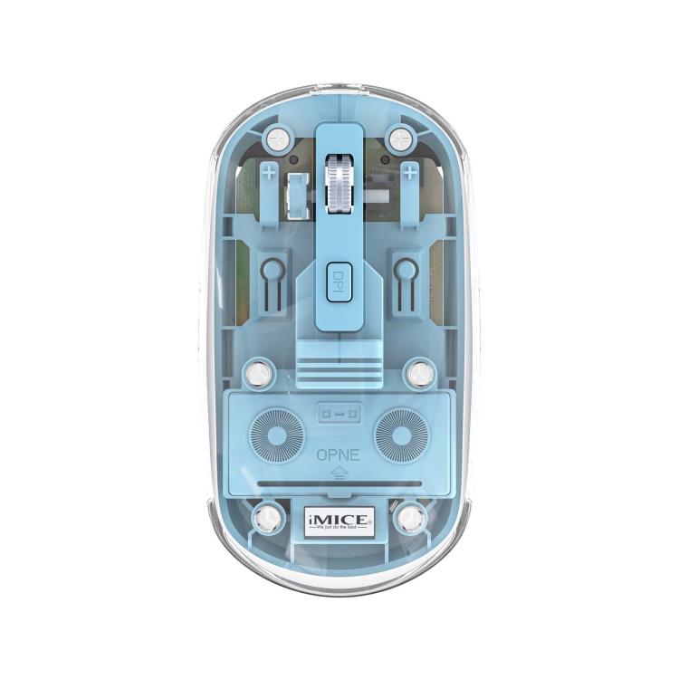 IMICE T400 4 Keys 1600DPI Dual-Mode Mouse Transparent Bluetooth Charging Wireless Silent Mice(Blue) - Wireless Mice by iMICE | Online Shopping UK | buy2fix