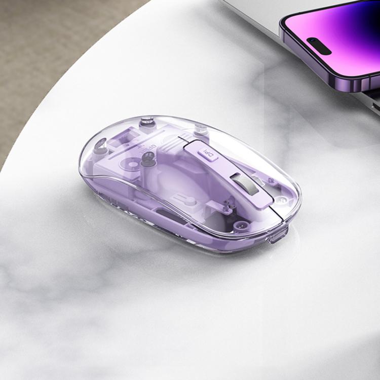 IMICE T400 4 Keys 1600DPI Dual-Mode Mouse Transparent Bluetooth Charging Wireless Silent Mice(Purple) - Wireless Mice by iMICE | Online Shopping UK | buy2fix