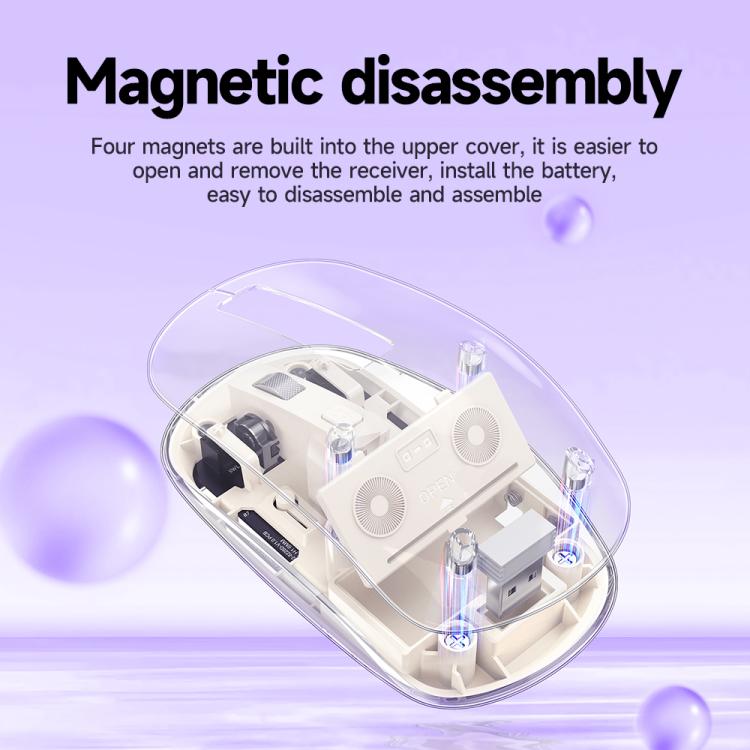 IMICE T400 4 Keys 1600DPI Dual-Mode Mouse Transparent Bluetooth Charging Wireless Silent Mice(Blue) - Wireless Mice by iMICE | Online Shopping UK | buy2fix