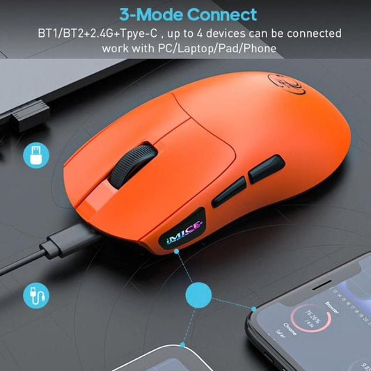 iMICE G900 6 Keys 12800DPI Gaming Mouse Rechargeable Tri-Ode Wireless Mouse(White) - Wireless Mice by iMICE | Online Shopping UK | buy2fix