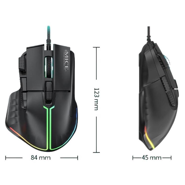 IMICE T50 8 Keys 12800DPI Wired Gaming Mouse With Adjustable DPI And RGB Lighting(Black) - Wired Mice by iMICE | Online Shopping UK | buy2fix