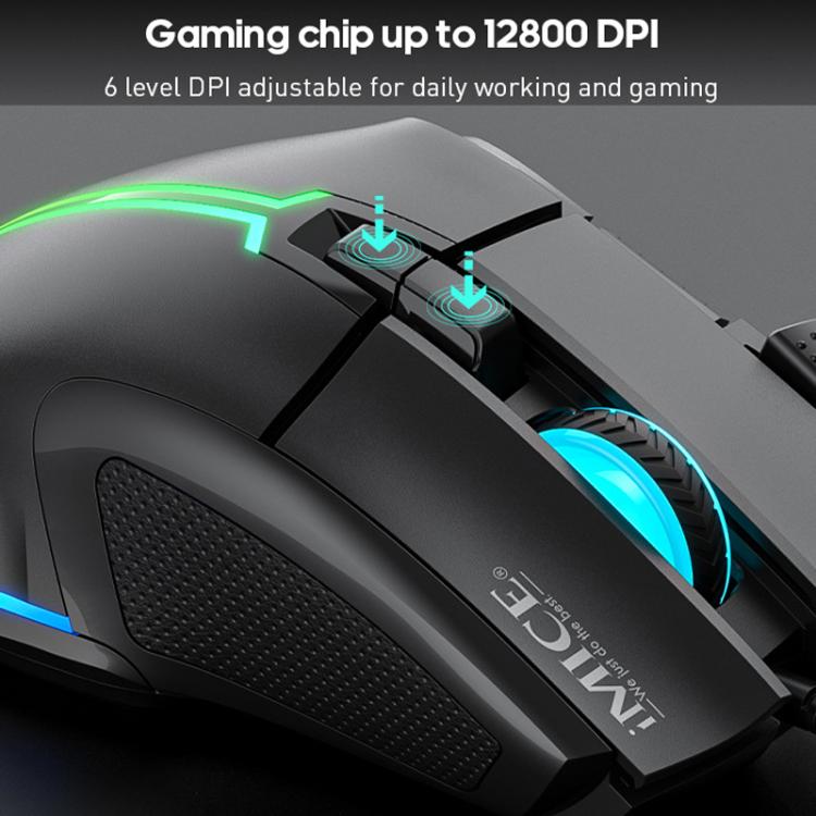 IMICE T50 8 Keys 12800DPI Wired Gaming Mouse With Adjustable DPI And RGB Lighting(Black) - Wired Mice by iMICE | Online Shopping UK | buy2fix