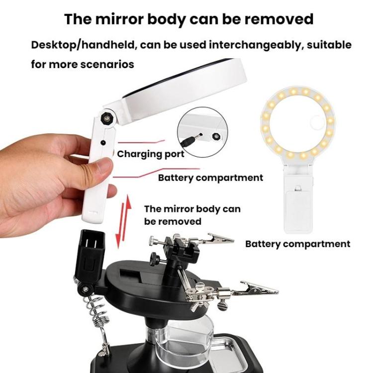 5x 10x Desktop Handheld Magnifying Glass 32 LEDs Soldering Iron Maintenance Workbench(White) - Repair Platform by buy2fix | Online Shopping UK | buy2fix