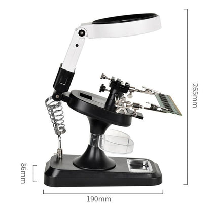 5x 10x Desktop Handheld Magnifying Glass 32 LEDs Soldering Iron Maintenance Workbench(White) - Repair Platform by buy2fix | Online Shopping UK | buy2fix