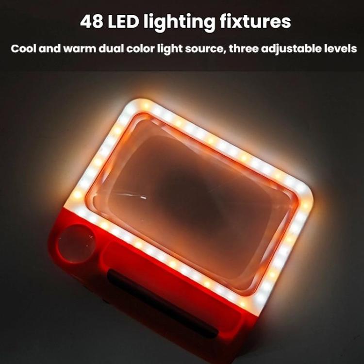 5/10X 48LEDs Magnifier 3 Colors Cold Warm Brightness Adjustment Handheld Loupe, Spec: Battery Orange - Hand Held Style by buy2fix | Online Shopping UK | buy2fix