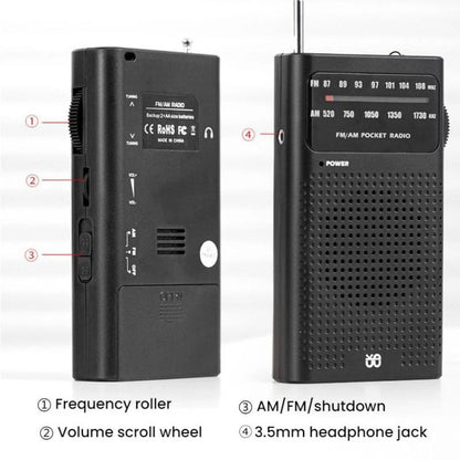 FM/AM Full-Band Channel Pocket Portable Pointer Radio Player(White) - Radio Player by buy2fix | Online Shopping UK | buy2fix