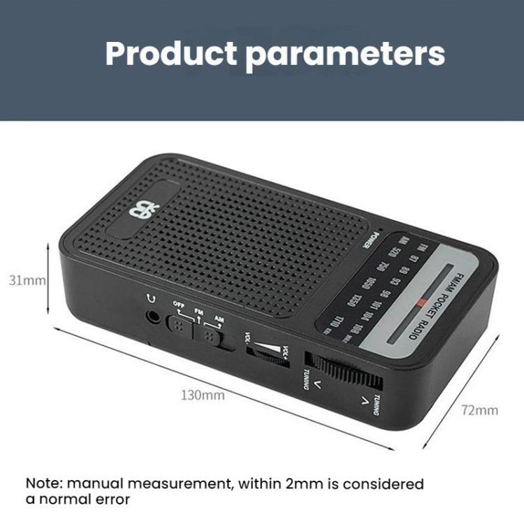 Portable Pointer AM/FM Full Channel Radio(Black) - Radio Player by buy2fix | Online Shopping UK | buy2fix
