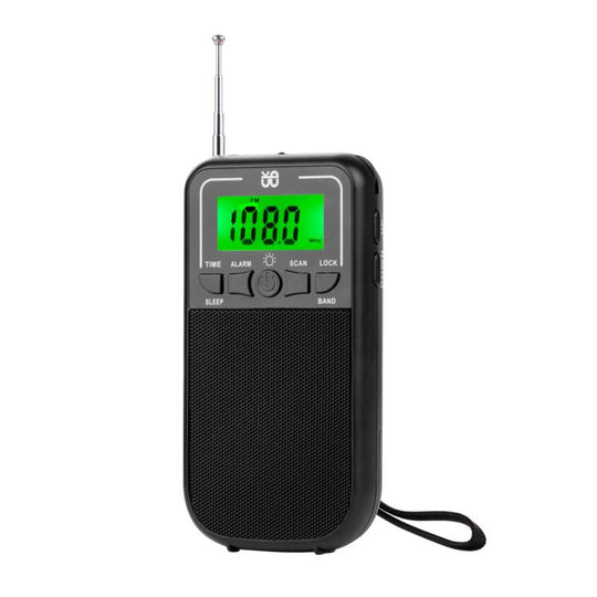Portable FM/AM/SW Multi-Band High-Sensitivity Clock-Controlled Radio Player, Specification: For EU(Black)