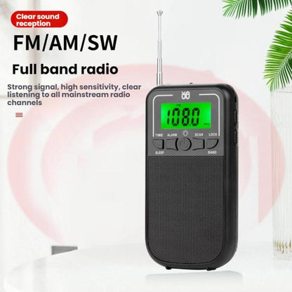 Portable FM/AM/SW Multi-Band High-Sensitivity Clock-Controlled Radio Player, Specification: For EU(Gray) - Radio Player by buy2fix | Online Shopping UK | buy2fix