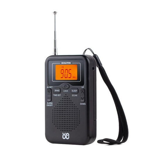 Portable FM/AM Clock-Controlled Stereo Pocket Radio Player, Size: For EU(Black) - Radio Player by buy2fix | Online Shopping UK | buy2fix