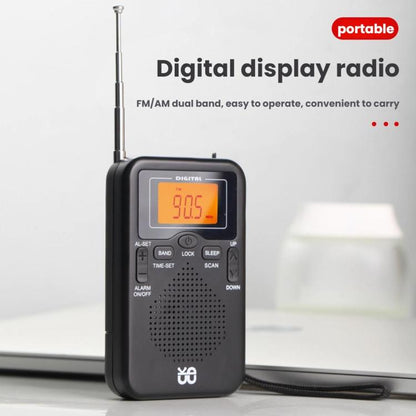 Portable FM/AM Clock-Controlled Stereo Pocket Radio Player, Size: For US(Black) - Radio Player by buy2fix | Online Shopping UK | buy2fix