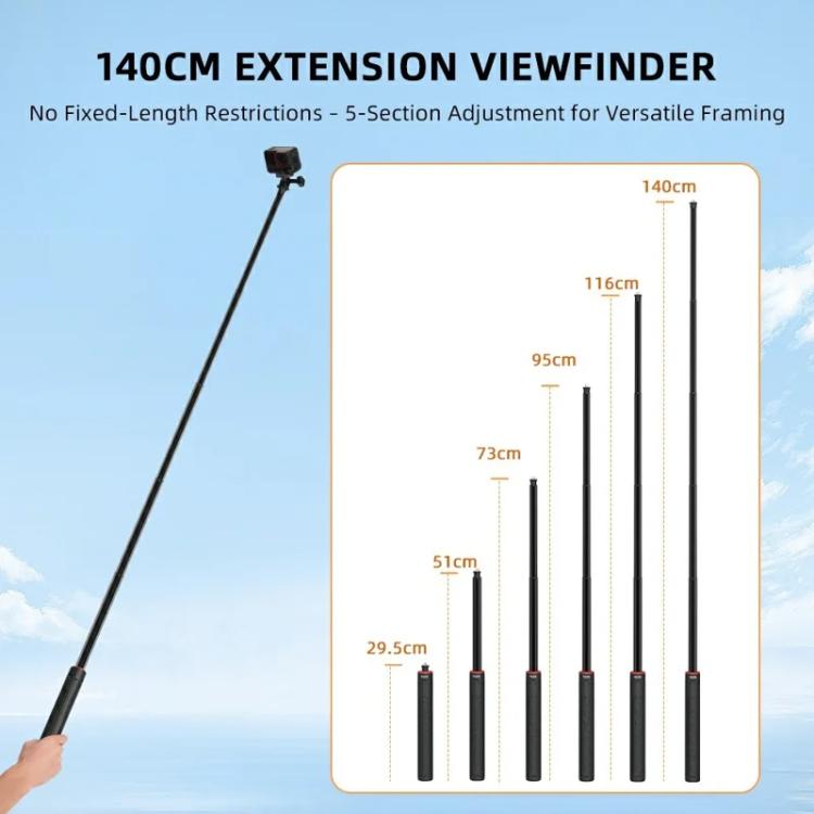 Flymile 1.6m Extendable Selfie Stick Tripod For Action Cameras One-Button Quick Setup Monopod With Wide-Angle View - Extendable Pole by Flymile | Online Shopping UK | buy2fix