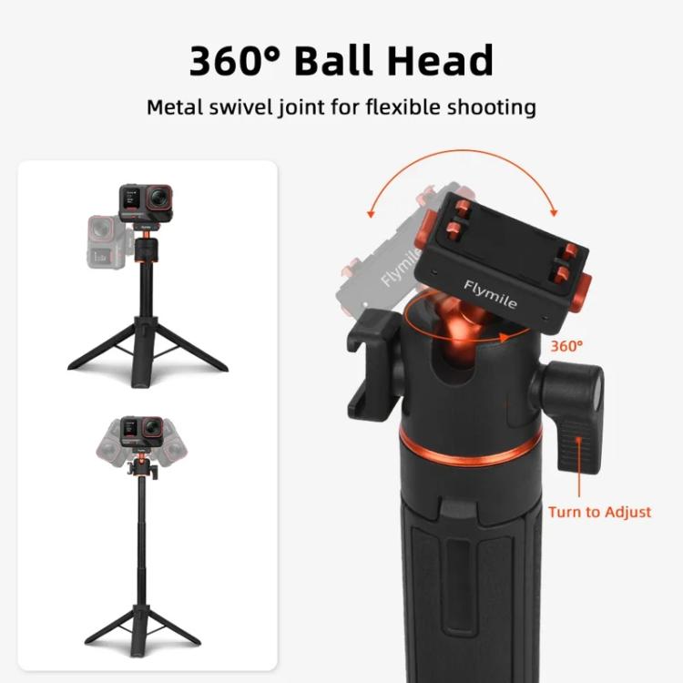 Flymile 20-54cm Magnetic Quick-Release Tripod for Insta360 Ace Pro 2/X5/X4/X3/X2/Ace Pro/Ace(Black) - Self Monopod Grip by Flymile | Online Shopping UK | buy2fix