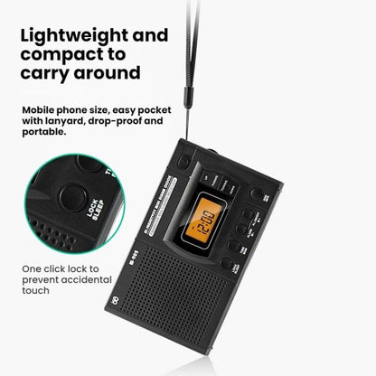 FM/AM/SW Full-Band Portable Clock LCD Clock Control Radio Player, Specifications: For EU(Black) - Radio Player by buy2fix | Online Shopping UK | buy2fix