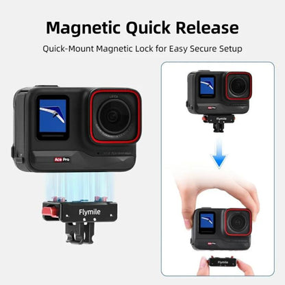 Flymile Magnetic Quick-Release Base 1/4 Inch Thread Foldable Extension Kit for Insta360 Ace Pro 2/Ace Pro/Ace/X5/X4/X3/X2(Black) - Mount & Holder by Flymile | Online Shopping UK | buy2fix