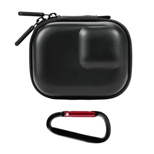 Flymile PU Mini Camera Case with Carabiner For Caged DJI Action 3/4/5 Pro/Insta360 Ace Pro 2/1/GoPro(Black) - Case & Bags by Flymile | Online Shopping UK | buy2fix