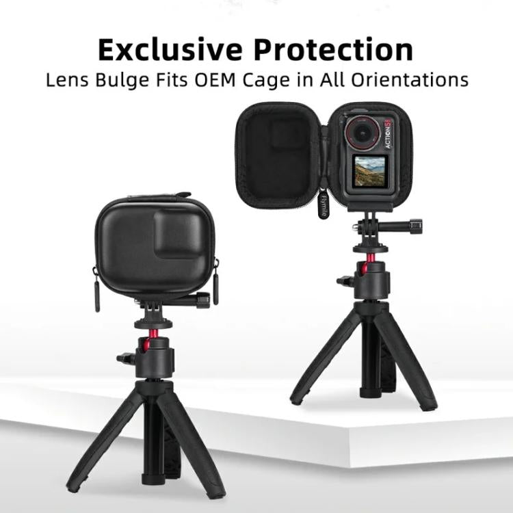 Flymile PU Mini Camera Case with Carabiner For Caged DJI Action 3/4/5 Pro/Insta360 Ace Pro 2/1/GoPro(Pink) - Case & Bags by Flymile | Online Shopping UK | buy2fix