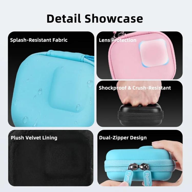 Flymile PU Mini Camera Case with Carabiner For Caged DJI Action 3/4/5 Pro/Insta360 Ace Pro 2/1/GoPro(Pink) - Case & Bags by Flymile | Online Shopping UK | buy2fix