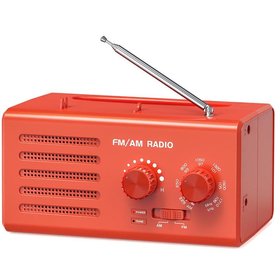 Dual-band FM/AM External Power Socket Radio Player, Specifications: For EU(Red)