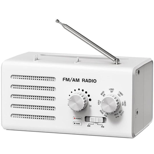 Dual-band FM/AM External Power Socket Radio Player, Specifications: For US(White)