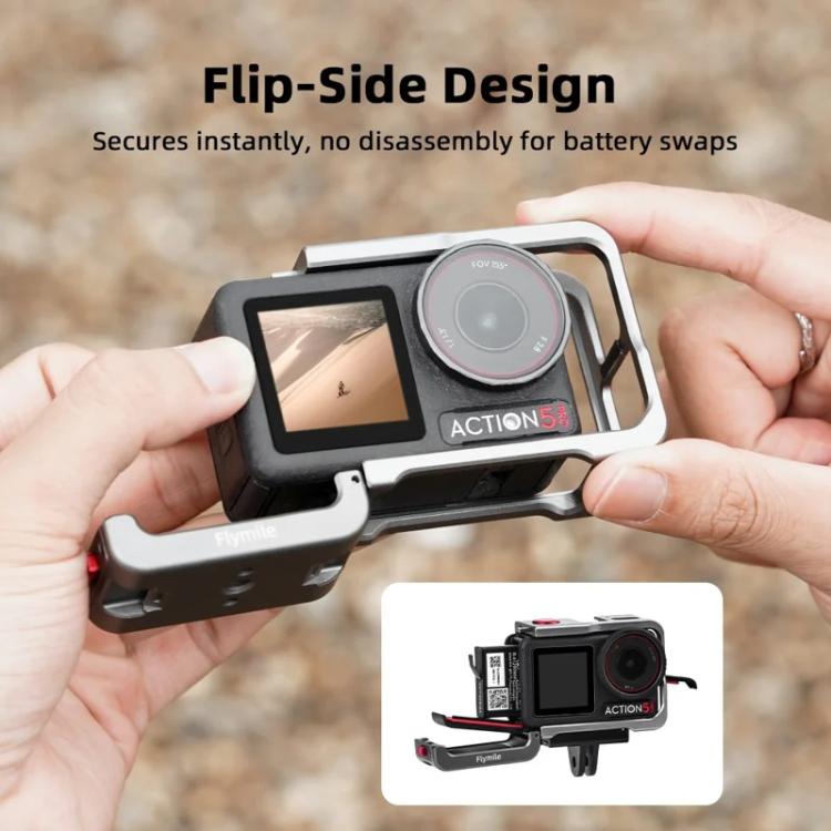 For DJI Osmo Action 5 Pro/4/3 Flymile Metal Protective Cage with Cold Shoe Mount(Metal Color) - Protection Frame by Flymile | Online Shopping UK | buy2fix