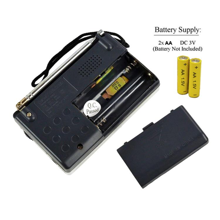 INDIN BC-R119 Portable AM/FM Radio for Seniors 530-1610KHz AM & 88-108MHz FM Lightweight Emergency Radio(Silver) - Radio Player by INDIN | Online Shopping UK | buy2fix