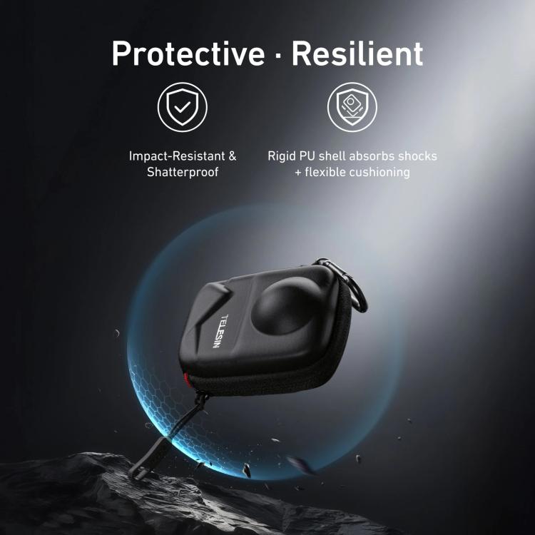 TELESIN Full-Coverage PU Carrying Case for DJI Osmo 360 Camera Protective Pouch with Carabiner Clip - Case & Bags by TELESIN | Online Shopping UK | buy2fix