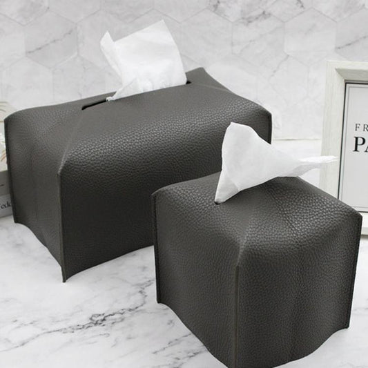 12.5x12.5x12cm Square Leather Paper Towel Box Paper Towel Bedroom Tissue Box(Black) - Tissue Boxes by buy2fix | Online Shopping UK | buy2fix