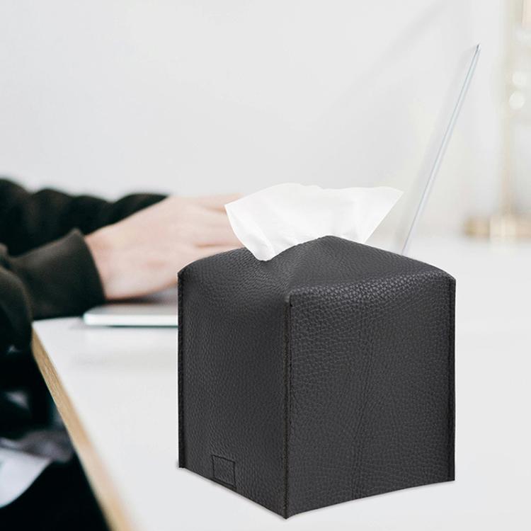 12.5x12.5x12cm Square Leather Paper Towel Box Paper Towel Bedroom Tissue Box(Pink) - Tissue Boxes by buy2fix | Online Shopping UK | buy2fix