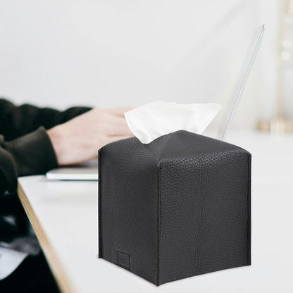 12.5x12.5x12cm Square Leather Paper Towel Box Paper Towel Bedroom Tissue Box(Pink) - Tissue Boxes by buy2fix | Online Shopping UK | buy2fix
